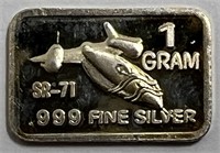 1 Gram .999 Fine Silver w/SR-71