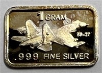 1 Gram .999 Fine Silver w/SU-27 Fighter!