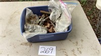 Tub of copper parts and sockets , roofing screws