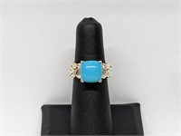 .925 Sterling Silver Blue Stone Ring