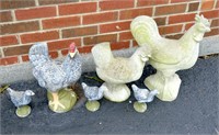 Group Lot of Concrete Chickens
