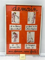 Vintage JACQUES CHARMOZ Kitchen Tea Towel Framed