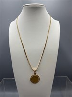18k gold Pope pendant & 14k gold necklace