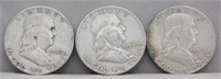 1952-D, 1960-D and 1963-D Franklin Silver Half