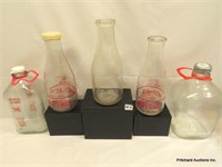 5 Piece Antique Glass Milk Bottle Collection