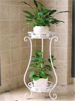 Wrought Iron Plant Stand, 24.4", White - UNUSED