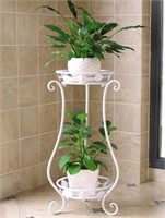 Wrought Iron Plant Stand, 24.4", White - UNUSED