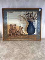 Huntington teddy bear art framed canvas print,