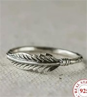 Sterling Silver Feather Ring size 6