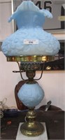 Fenton Poppy dresser lamp-satin blue opaque