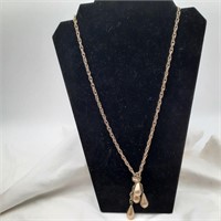 Vintage 24" Brass Teardrops Chain Necklace