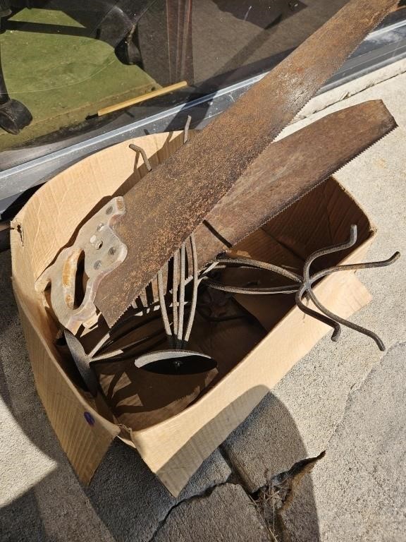 Lot of Saws & Candle Holders