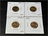1940's & 50's Uncirculated Lincoln Cents (4 coins)