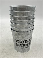 NEW Lot of 7- Small Metal Flower Pots