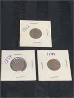 BUNDLE of 3 Indian Head Pennies 1898(2) & 1902