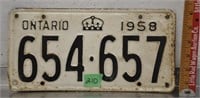1958 Ontario license plate