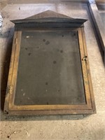 Antique metal display case glass front