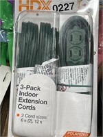 HDX 3PK INDOOR EXTENSION CORDS RETAIL $20