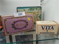 (2) Tin Boxes and VITA Oleomargarine Box
