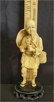 Oriental Hard Resin Carved Villager Figurine