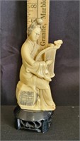 Chinese Resin Female Musician Figure With Harp