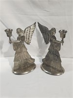 Metal Angel Candle Holders (2)