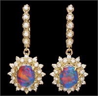 AIGL 5.00 Cts Australian  Opal Diamond Earrings