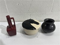 Small Pottery Vases & Trinket Box K13C