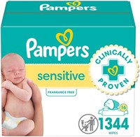Pampers Sensitive Baby Wipes  Unscented  16 Packs