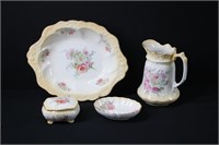 4pc Old Foley Staffordshire Assorted China