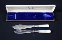 2 Pc Vintage Butter Knives Mother of Pearl Handles