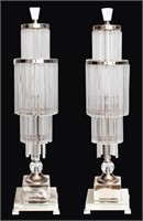 Art Deco Revival Crystal Pendant Table Lamps, Pr