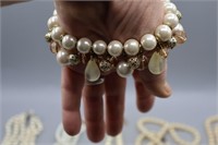10 Costume Pearl Necklaces, Bracelet+