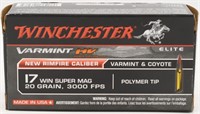 50 Rounds of Winchester Varmint HV .17 WSM Ammo