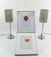 Silver Beaded Desk Lamps, Framed Art Prints