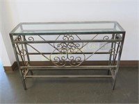 Sofa Entry Table, Metal Base Glass Top