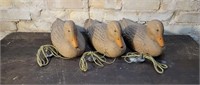 3 Vintage Carry-Lite Paper Mache Fiber Duck Decoy