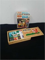 Vintage Playskool Disney wood blocks and picture
