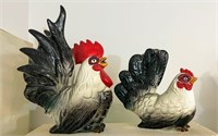 Glass Rooster and a Chicken- black tails