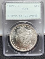 1879-S Slab Morgan Silver Dollar PCGS MS63