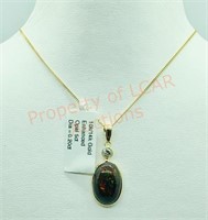 14K Enhanced Black Opal Diamond Necklace