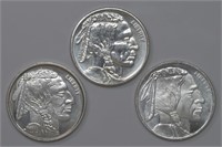 3 - Silver 1ozt Buffalo Rounds (3ozt TW)