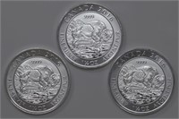 3 - 1.25ozt Bison Rounds (3.75ozt TW)