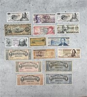 Collection Of Mexican Peso Bank Notes