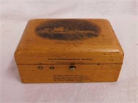 1860's Mauchlin Ware wood souvenir box w/ hinged