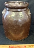 GREAT ANTIQUE COUNTRY STONEWARE COVERED CROCK