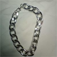 Silver Toned Link Bracelet crab Claw Hasp