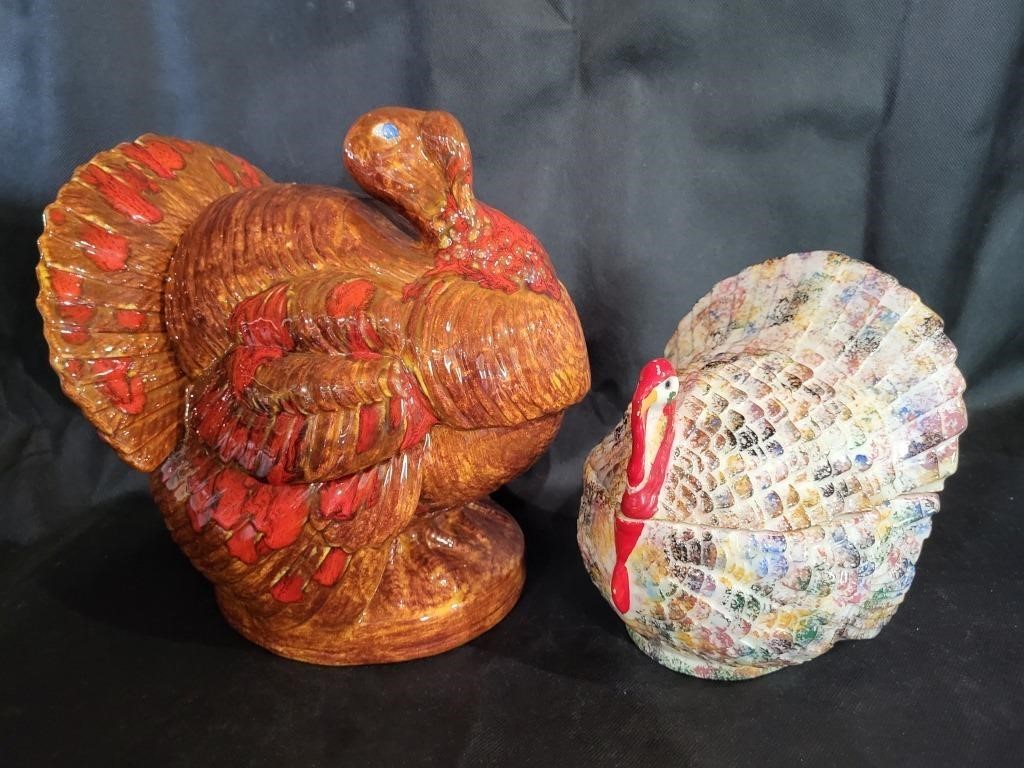 VTG Ceramic Turkey Covered Dishes