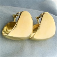 Oversized J Hoop Huggie Clip On Earrings in 14K Ye