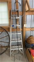Aluminum 6’ ladder and shepherd hooks (77”,66”